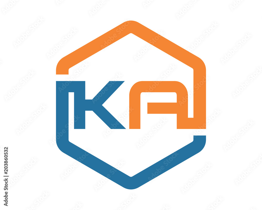 hexagon initial typography KA alphabet font image vector symbol logo hexagon initial typography KA alphabet font image vector symbol logo