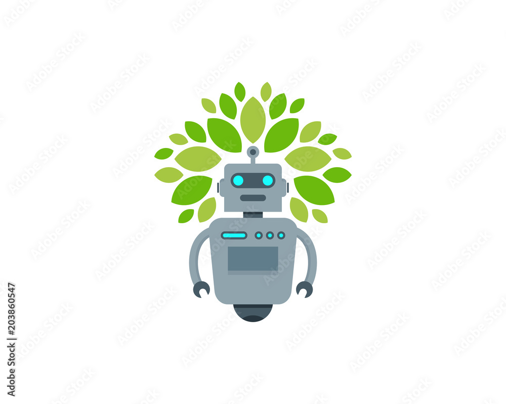 Tree Robot Logo Design Stock Vector | Stock