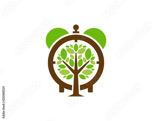 Tree Time Icon Logo Design Element