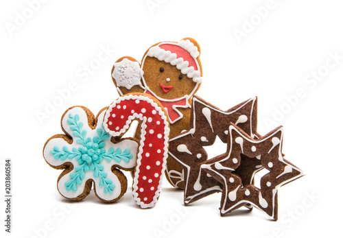 christmas ginger cookies isolated