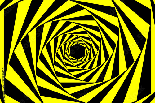 Black Yellow Warning Spiral Tunnel Abstract Background