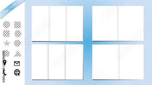 Trifold and Bifold template, Brochure theme, Report background, Blank white page model