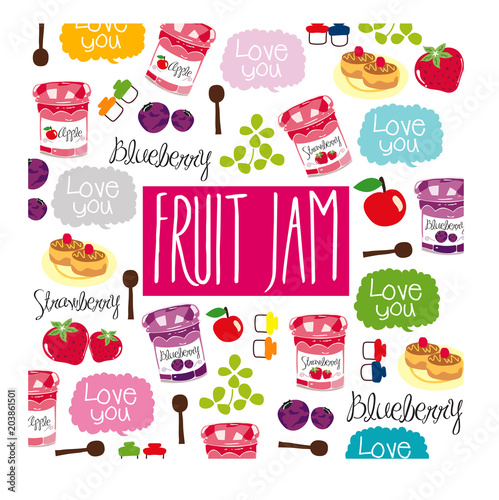 cute fruit jam doodle vector