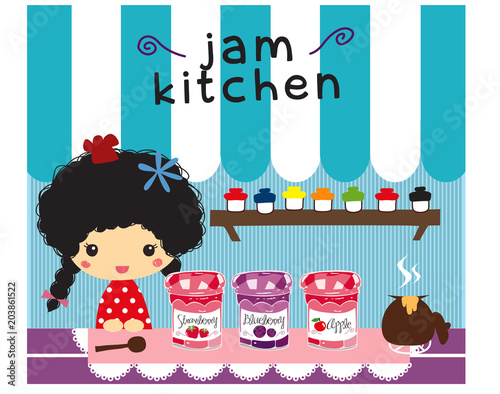 cute jam kitchen doodle vector
