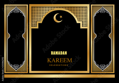 drak red pattern of ramadan kareem card