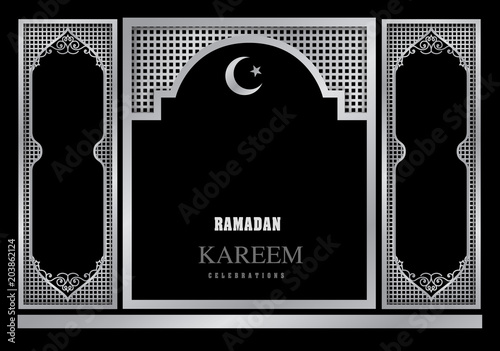 drak red pattern of ramadan kareem card