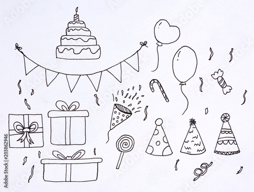 doodle set party sketch