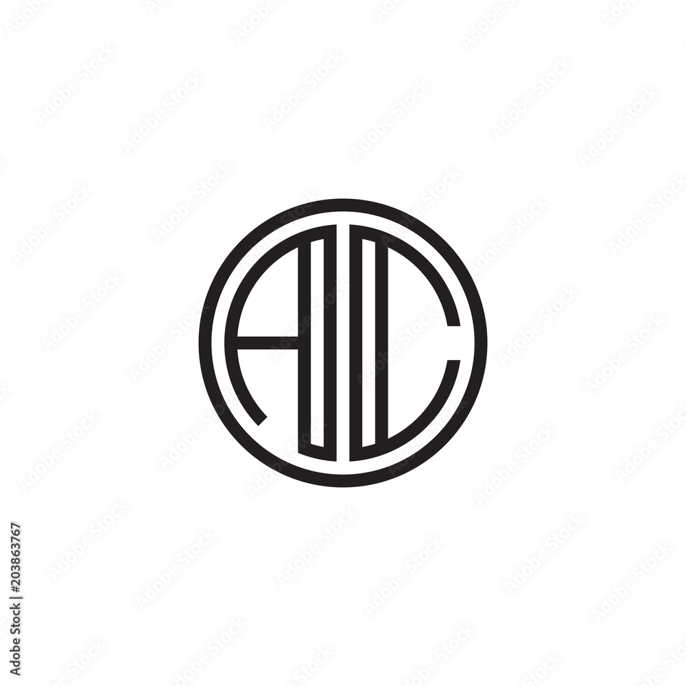 Initial letter AC, minimalist line art monogram circle shape logo, black color Initial letter AC, minimalist line art monogram circle shape logo, black color