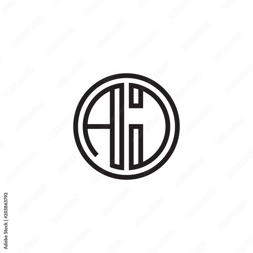 Initial letter AJ, minimalist line art monogram circle shape logo, black color Initial letter AJ, minimalist line art monogram circle shape logo, black color