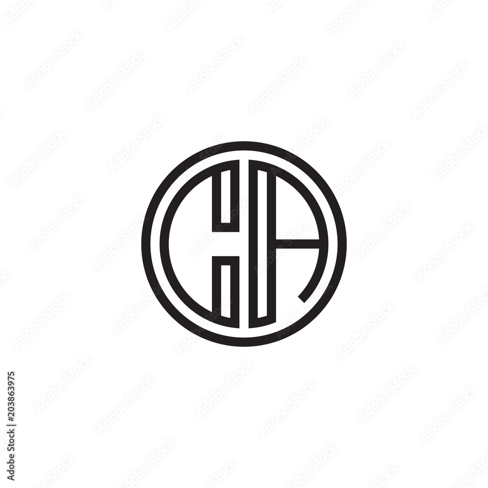 Initial letter CA, minimalist line art monogram circle shape logo, black color Initial letter CA, minimalist line art monogram circle shape logo, black color