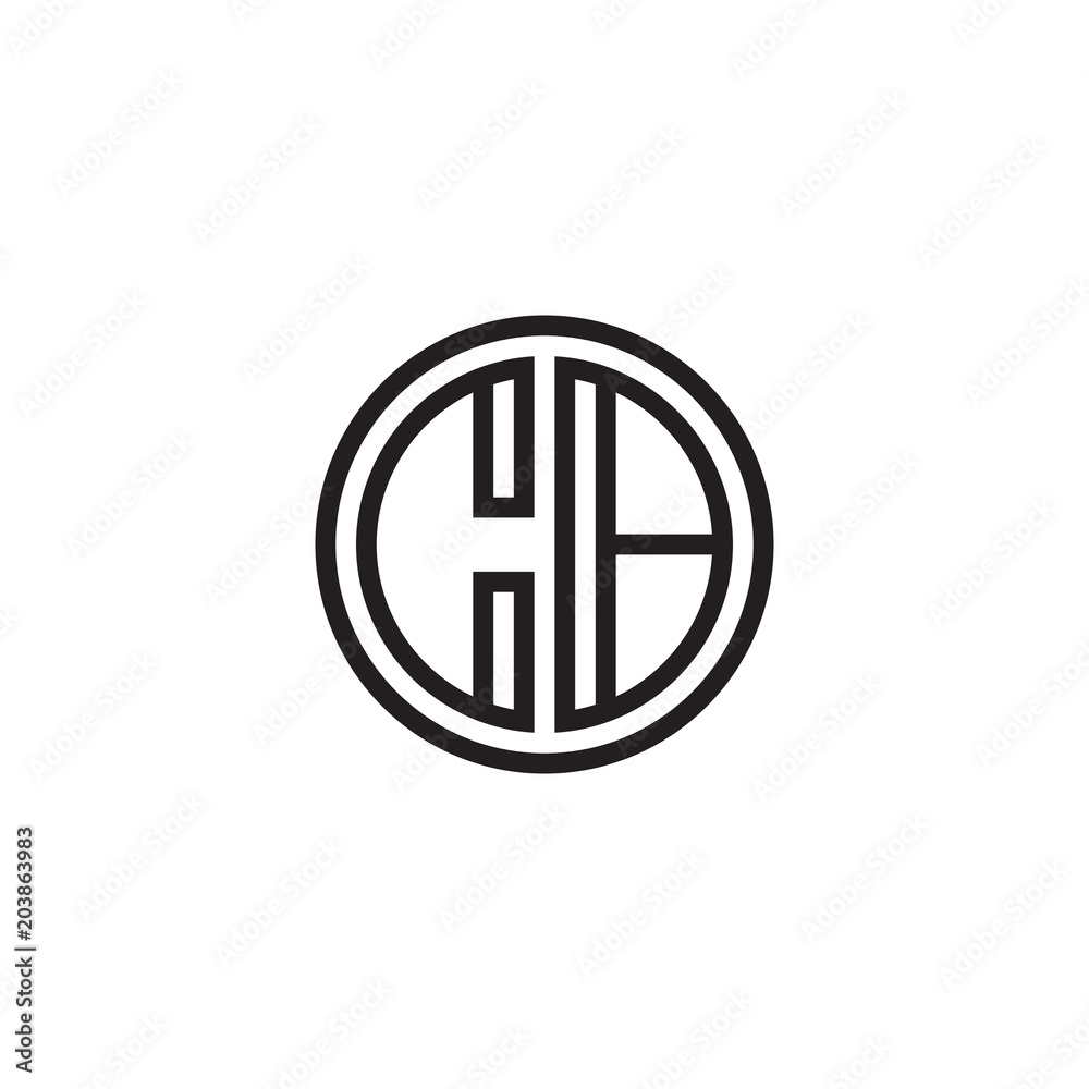 Initial letter CB, minimalist line art monogram circle shape logo, black color Initial letter CB, minimalist line art monogram circle shape logo, black color