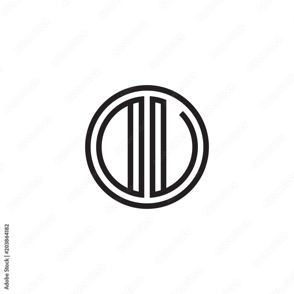 Initial letter DU, OU, DV, OV, minimalist line art monogram circle shape logo, black color Initial letter DU, OU, DV, OV, minimalist line art monogram circle shape logo, black color