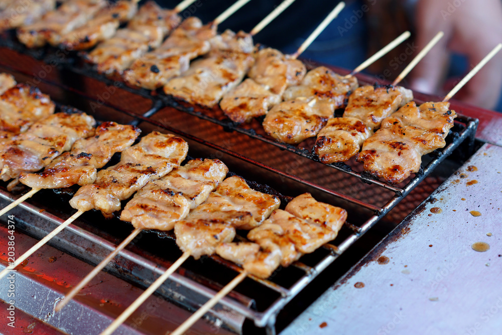 street food grilled pork in Thailand