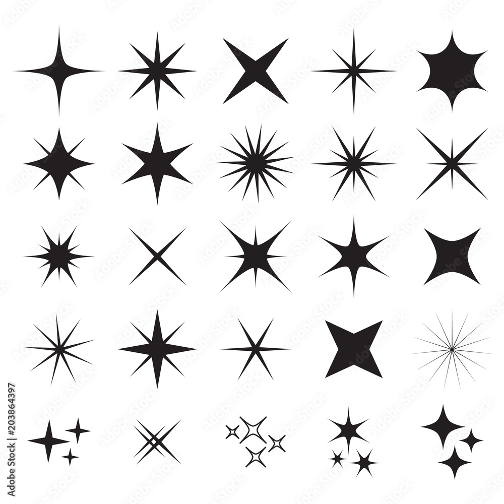 vector set of sparkle signs on white background - obrazy, fototapety, plakaty 