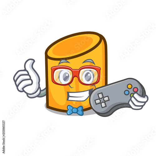 Gamer rigatoni mascot cartoon style