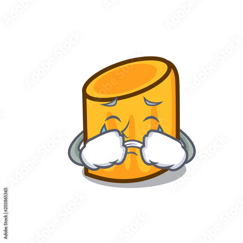 Crying rigatoni mascot cartoon style