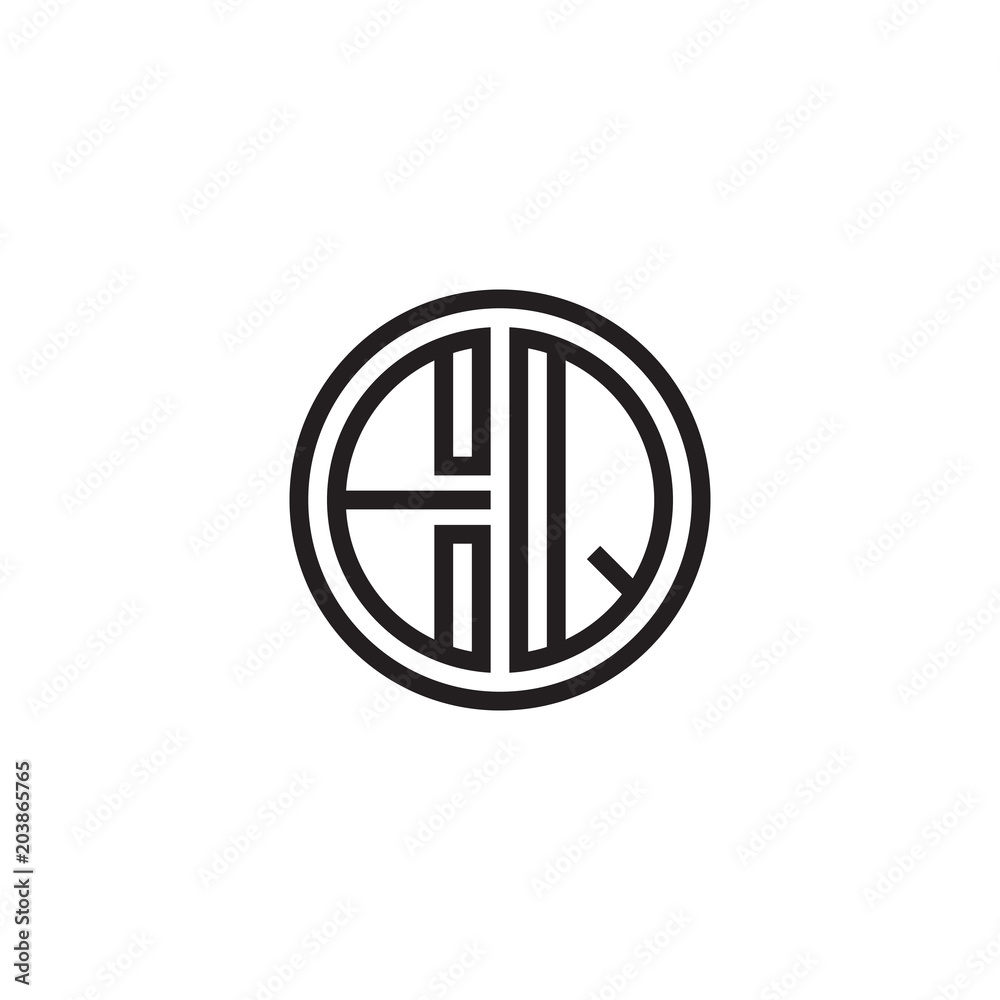 Initial letter EQ, minimalist line art monogram circle shape logo, black color Initial letter EQ, minimalist line art monogram circle shape logo, black color