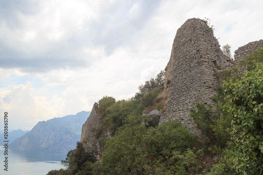 The ruins of Penede castle in Nago-Torbole, Italy
