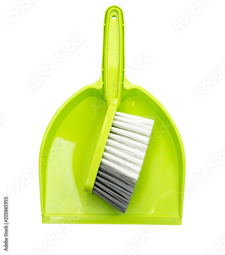 Obraz na płótnie A dustpan and brush. Home cleaning products on white background w salonie