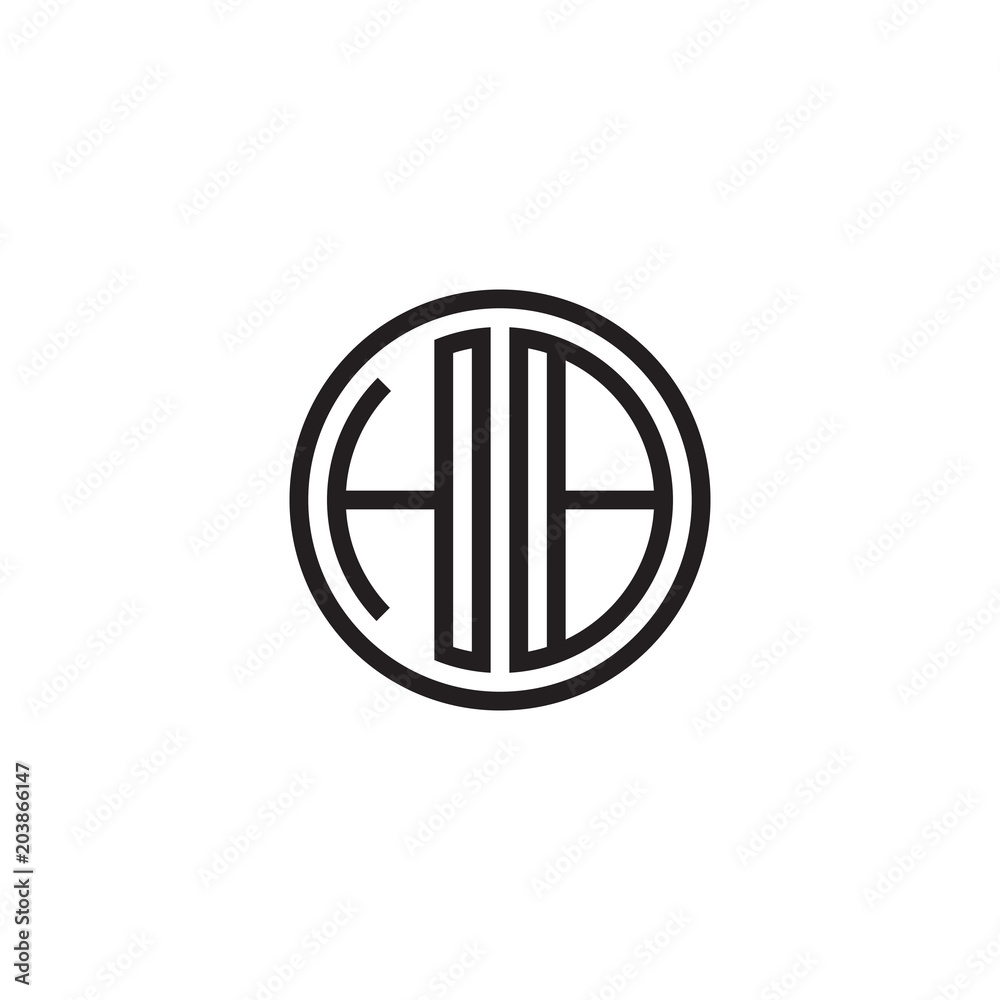 Initial letter HB, minimalist line art monogram circle shape logo, black color Initial letter HB, minimalist line art monogram circle shape logo, black color
