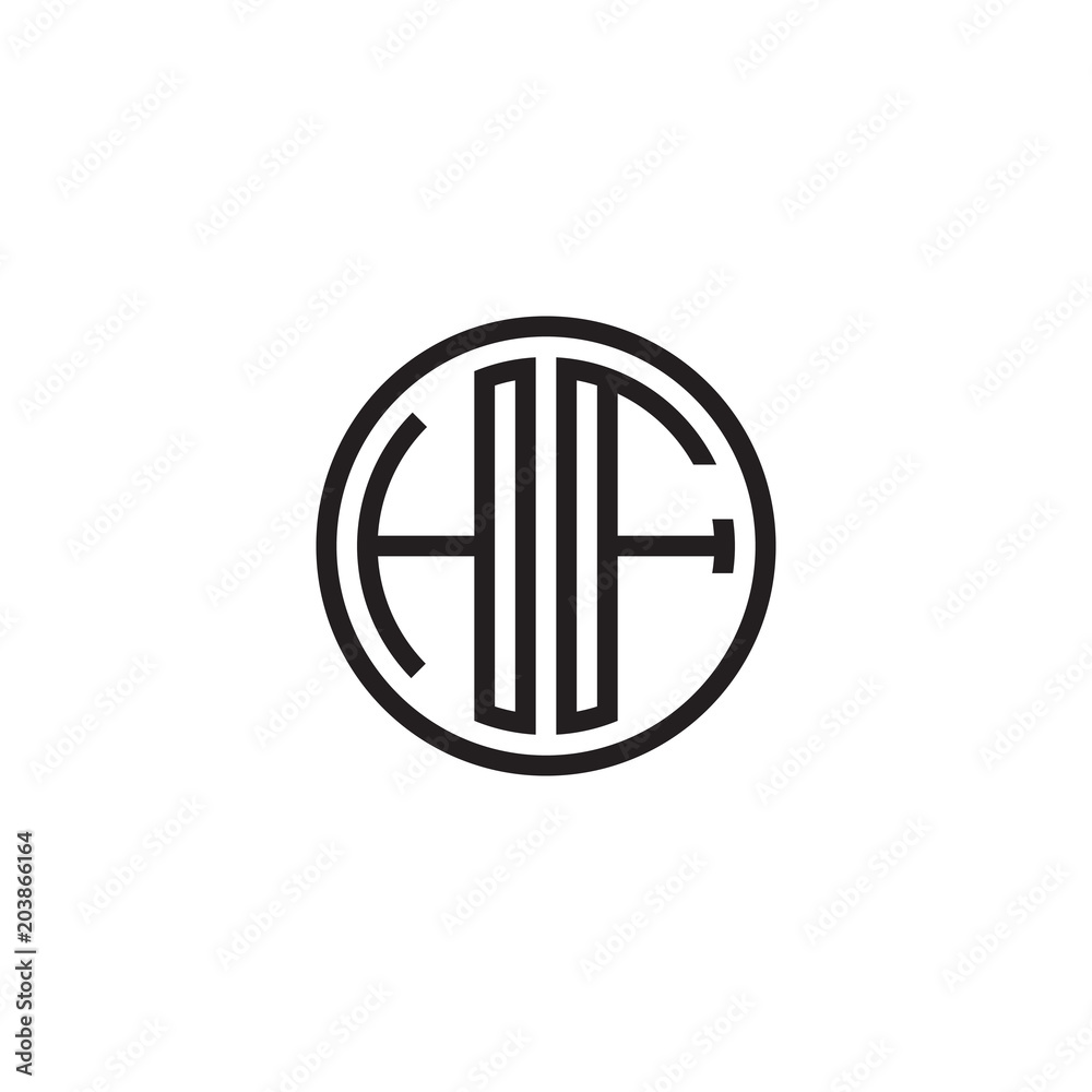 Initial letter HF, minimalist line art monogram circle shape logo, black color Initial letter HF, minimalist line art monogram circle shape logo, black color