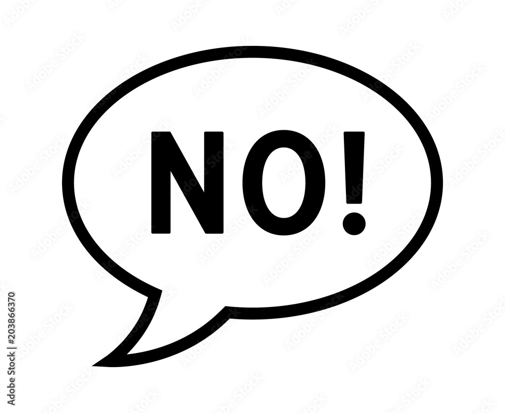 Cartoon speech bubble or dialogue balloon with the word 'No' in it line art icon for comic apps and websites Cartoon speech bubble or dialogue balloon with the word 'No' in it line art icon for comic apps and websites