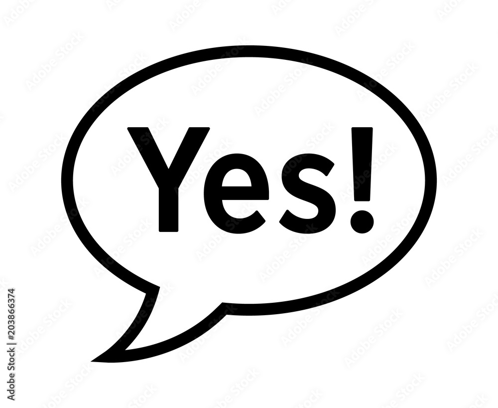 Cartoon speech bubble or dialogue balloon with the word 'Yes' in it line art icon for comic apps and websites Cartoon speech bubble or dialogue balloon with the word 'Yes' in it line art icon for comic apps and websites