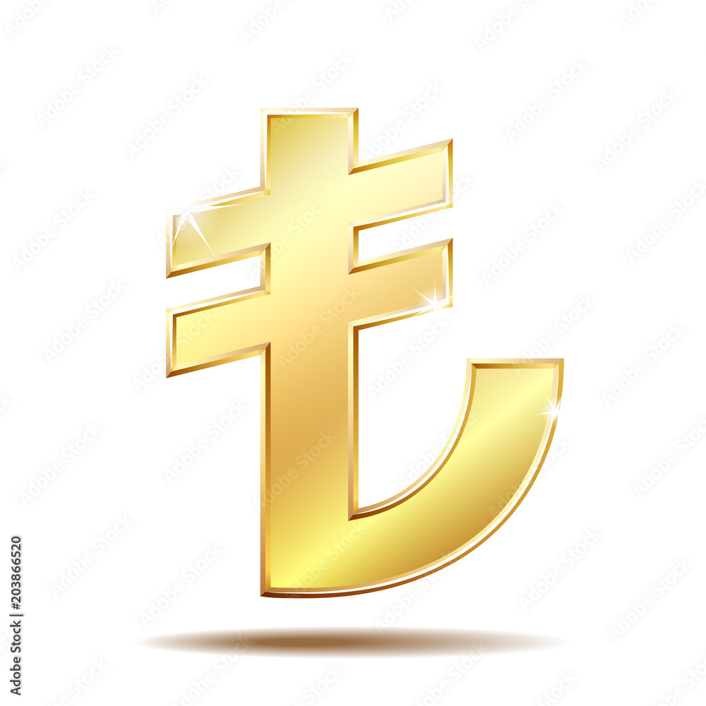 Shiny golden Turkish Lira Sign. Shiny golden Turkish Lira Sign.