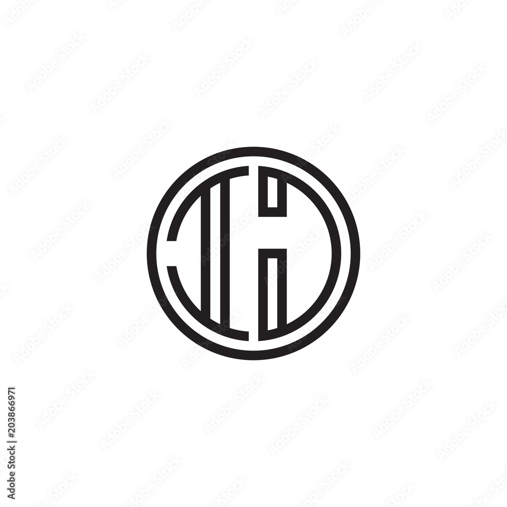 Initial letter IJ, minimalist line art monogram circle shape logo, black color Initial letter IJ, minimalist line art monogram circle shape logo, black color