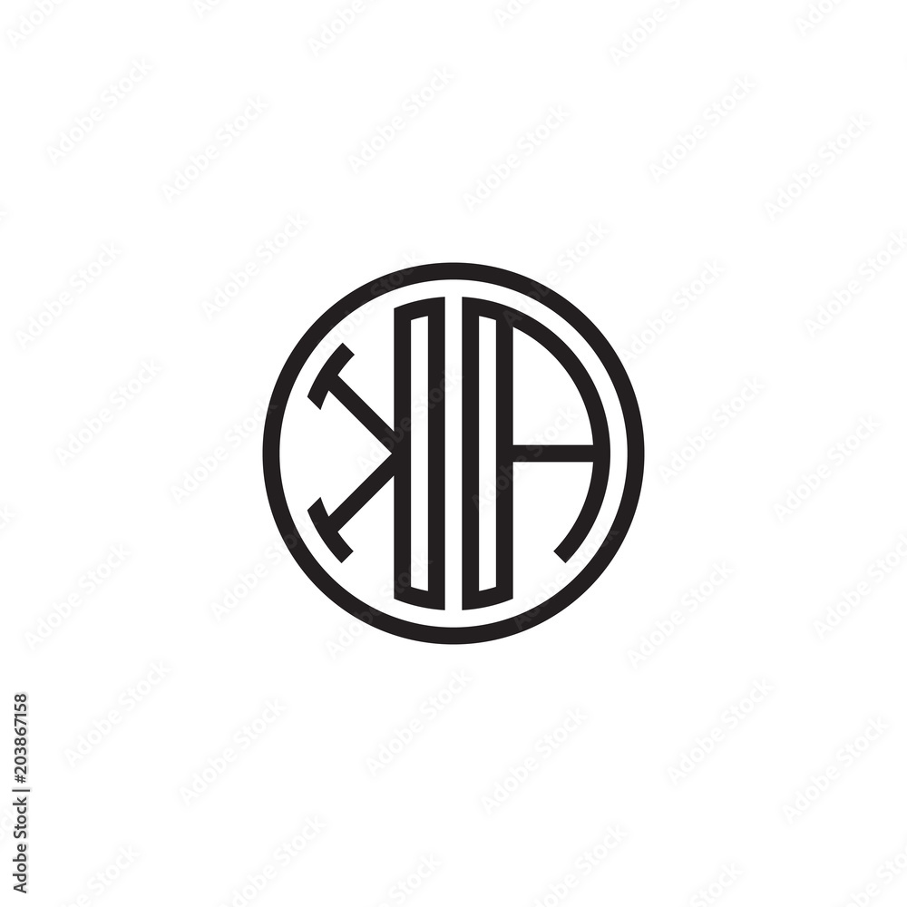 Initial letter KA, minimalist line art monogram circle shape logo, black color Initial letter KA, minimalist line art monogram circle shape logo, black color