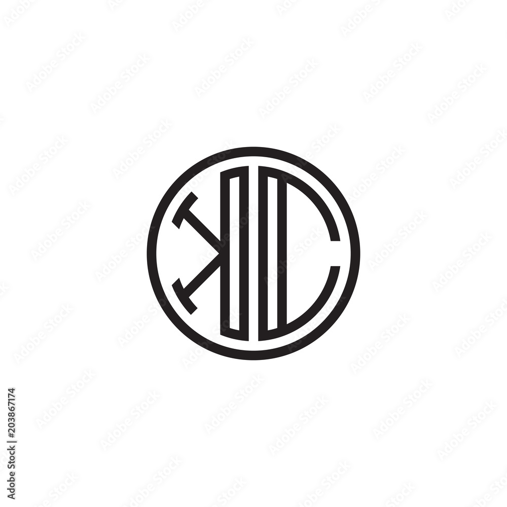 Initial letter KC, minimalist line art monogram circle shape logo, black color Initial letter KC, minimalist line art monogram circle shape logo, black color