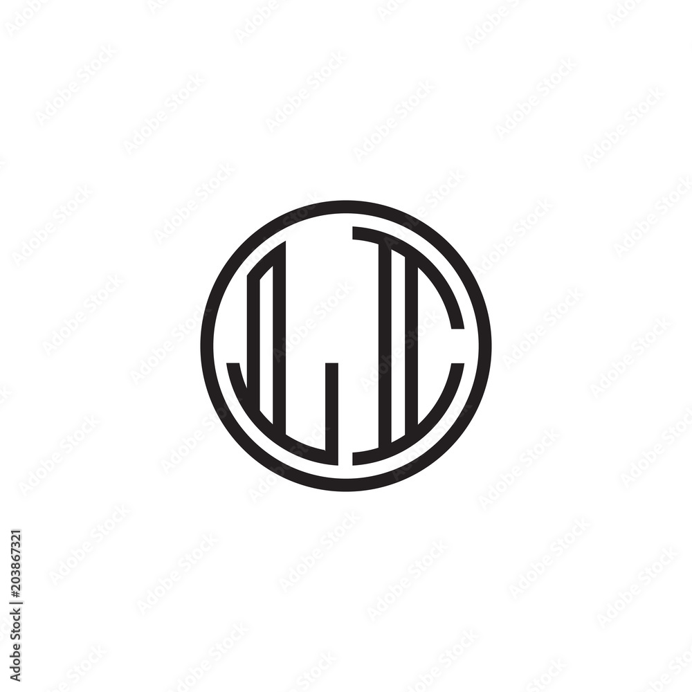 Initial letter LI, minimalist line art monogram circle shape logo, black color Initial letter LI, minimalist line art monogram circle shape logo, black color
