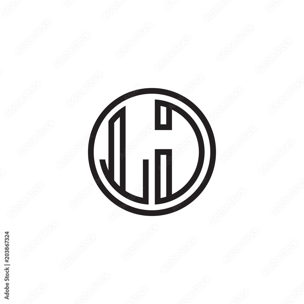 Initial letter LJ, minimalist line art monogram circle shape logo, black color Initial letter LJ, minimalist line art monogram circle shape logo, black color