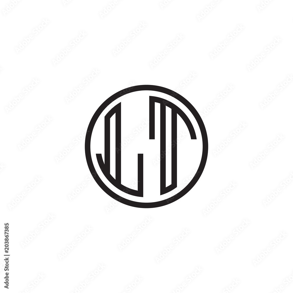 Initial letter LT, minimalist line art monogram circle shape logo, black color Initial letter LT, minimalist line art monogram circle shape logo, black color