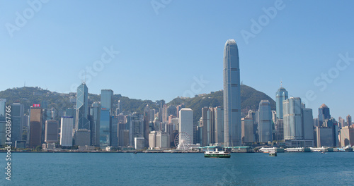 Hong Kong with blue sky © leungchopan