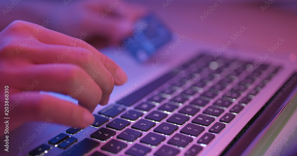 Shopping online with purple and pink light Shopping online with purple and pink light