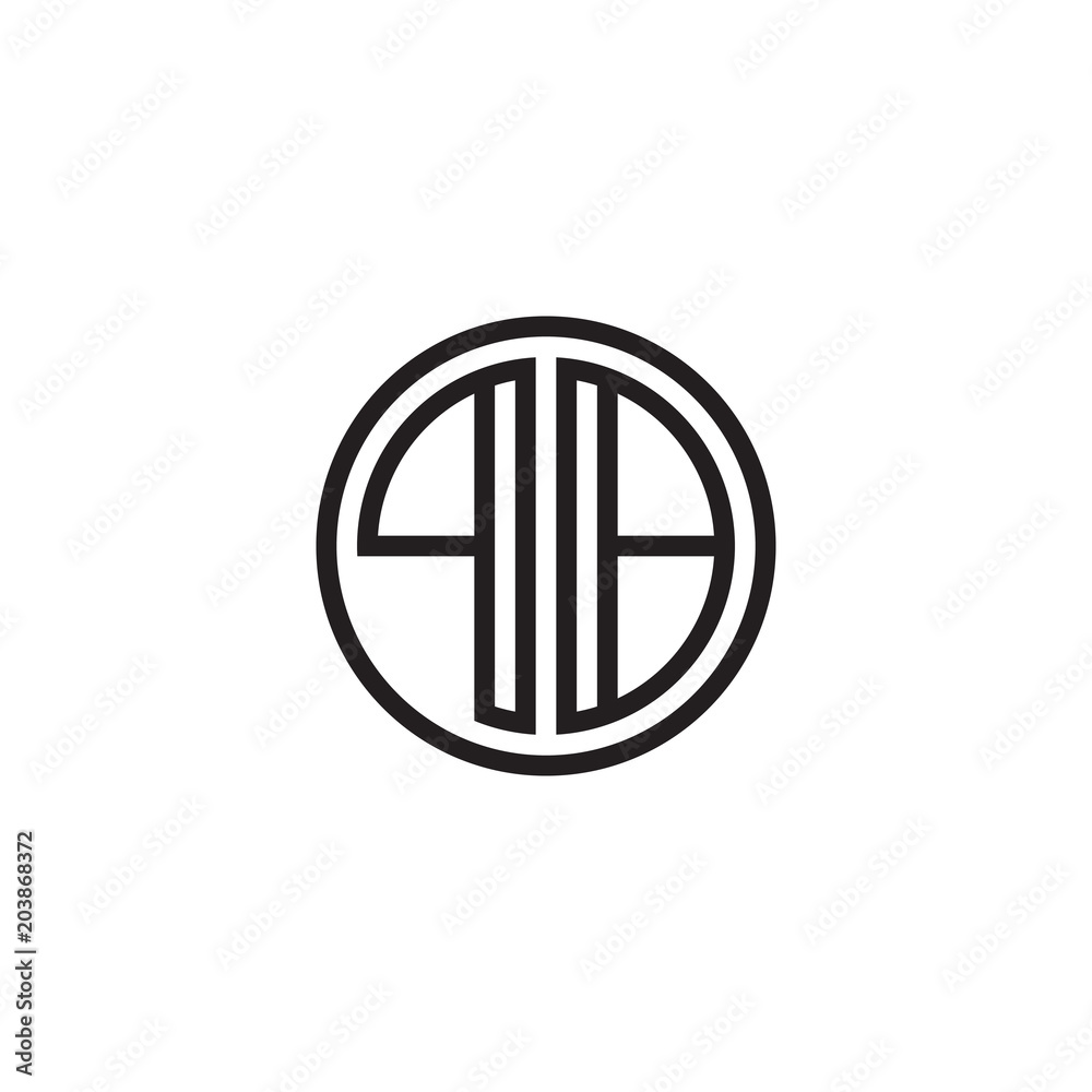 Initial letter pb, minimalist line art monogram circle shape logo, black color Initial letter pb, minimalist line art monogram circle shape logo, black color