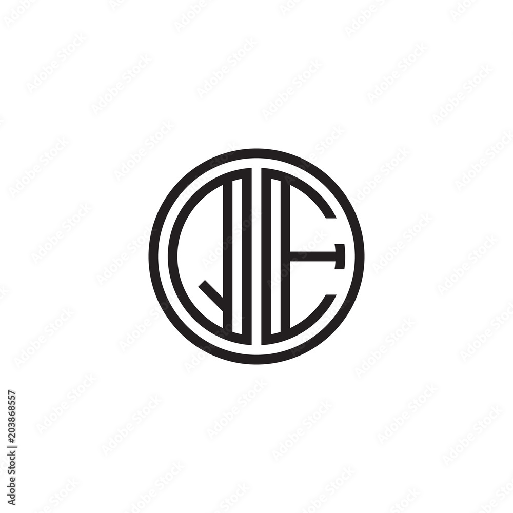 Initial letter QE, minimalist line art monogram circle shape logo, black color Initial letter QE, minimalist line art monogram circle shape logo, black color