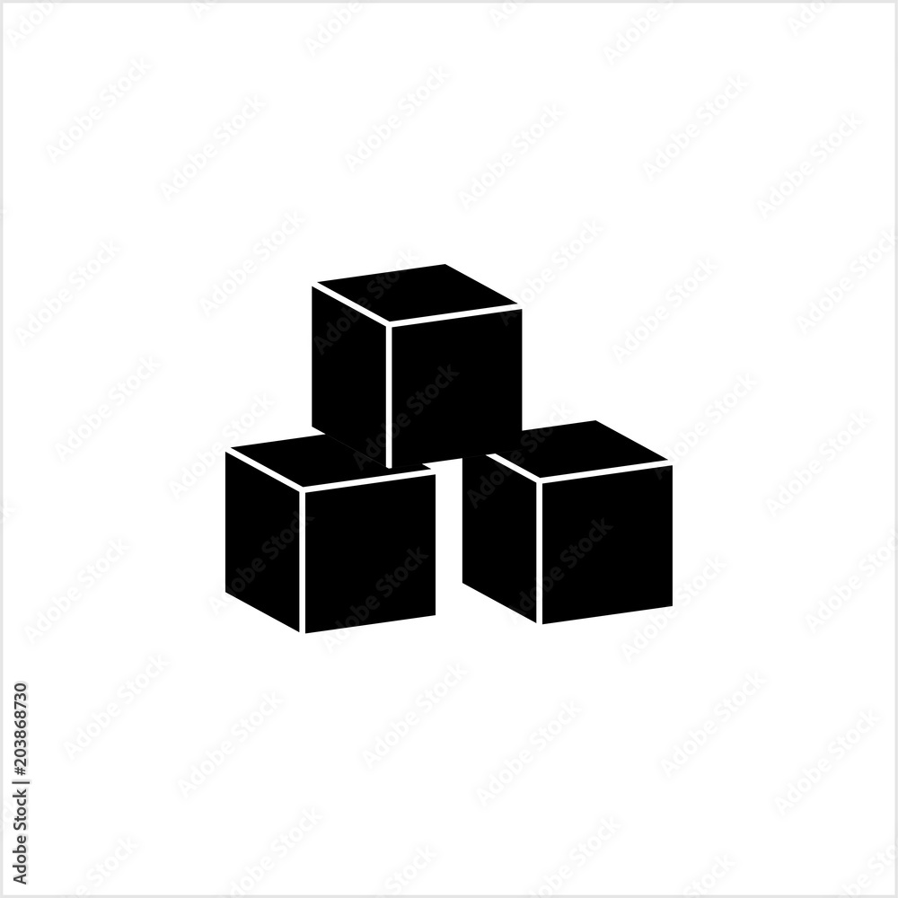 Cube Icon, 3d Line Art Design Cube Icon, 3d Line Art Design