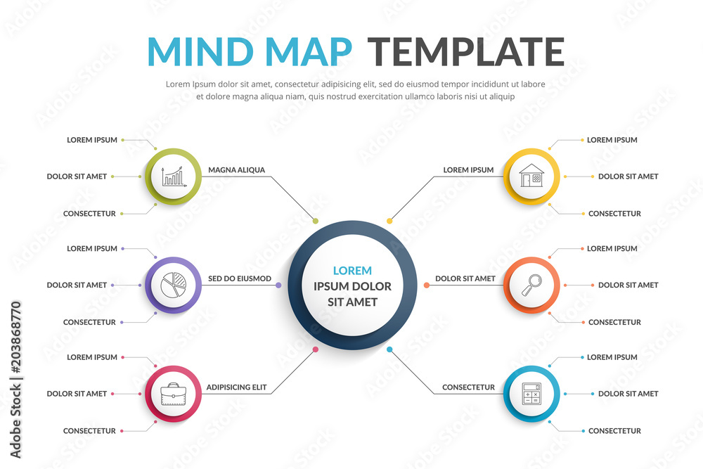 Mind Map Template Stock Vector | Adobe Stock