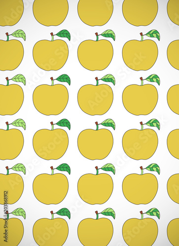 Vertical card with cartoon yellow apples.