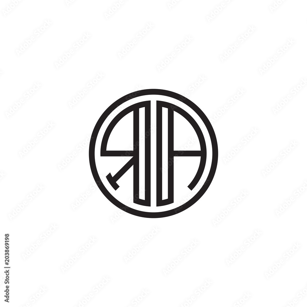 Initial letter RA, minimalist line art monogram circle shape logo, black color Initial letter RA, minimalist line art monogram circle shape logo, black color