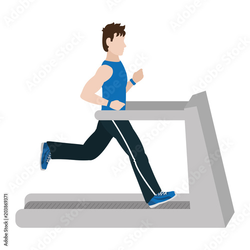 fitness man training in treadmill machine