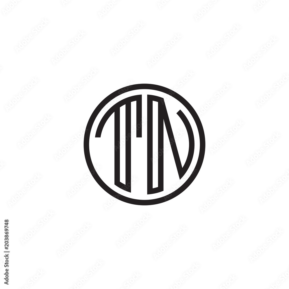 Initial letter TN, minimalist line art monogram circle shape logo, black color Initial letter TN, minimalist line art monogram circle shape logo, black color
