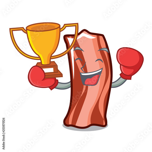 Boxing winner ribs mascot cartoon style