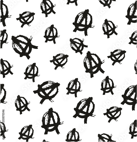 Pen Anarchy Symbol Seamless Pattern & Background Freehand Set 02 photo