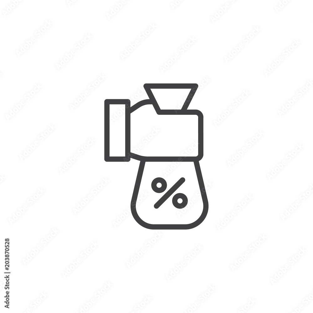 Hand holding percent money bag outline icon. linear style sign for mobile concept and web design. Percentage sack with cash simple line vector icon. Symbol, logo illustration. Pixel perfect vector Hand holding percent money bag outline icon. linear style sign for mobile concept and web design. Percentage sack with cash simple line vector icon. Symbol, logo illustration. Pixel perfect vector