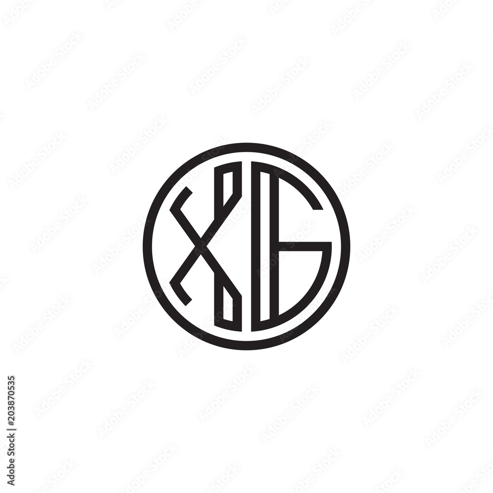 Initial letter XG, minimalist line art monogram circle shape logo, black color Initial letter XG, minimalist line art monogram circle shape logo, black color