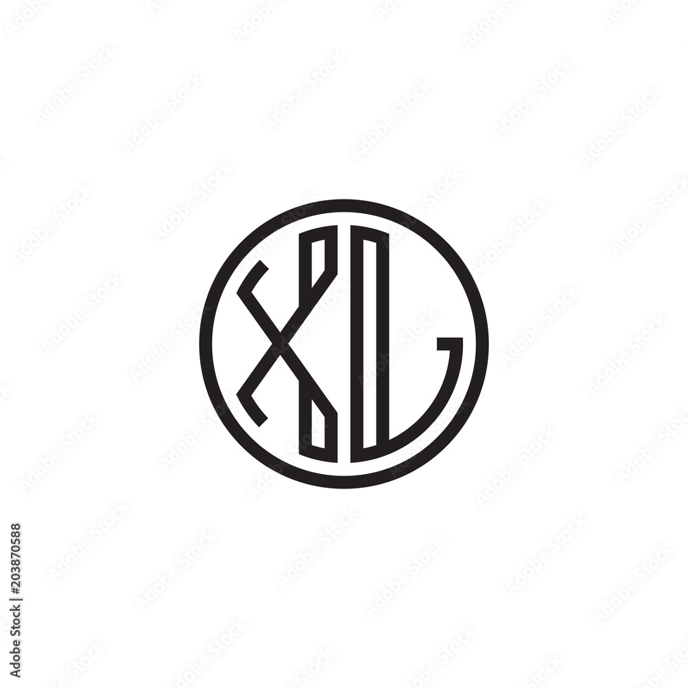 Initial letter XL, minimalist line art monogram circle shape logo, black color Initial letter XL, minimalist line art monogram circle shape logo, black color