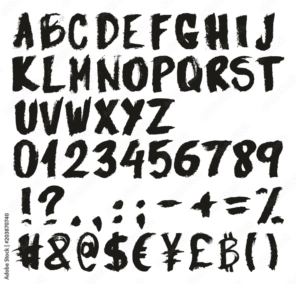 Handwritten Sponge Grunge Font Vector Font with Uppercase Letters, Numbers & Signs Handwritten Sponge Grunge Font Vector Font with Uppercase Letters, Numbers & Signs